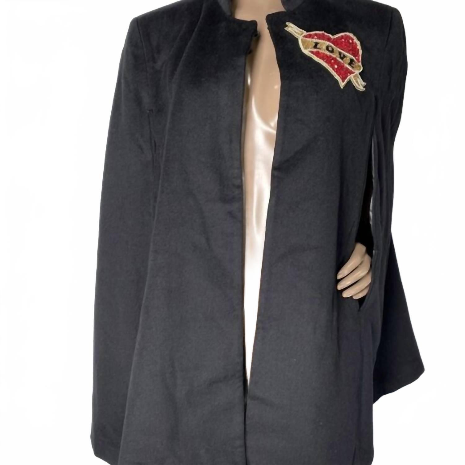 New Laines London Women's Couture Embellished Heart Cape In Black